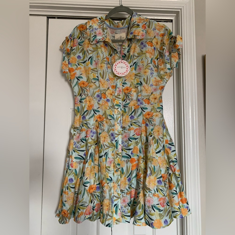 Umgee Floral Dress - Orange, Yellow, Green